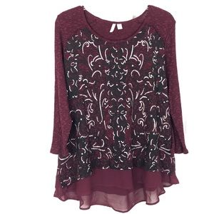 Est.1946 Purple Blouse Cotton Rayon Blend Layered Style Size M